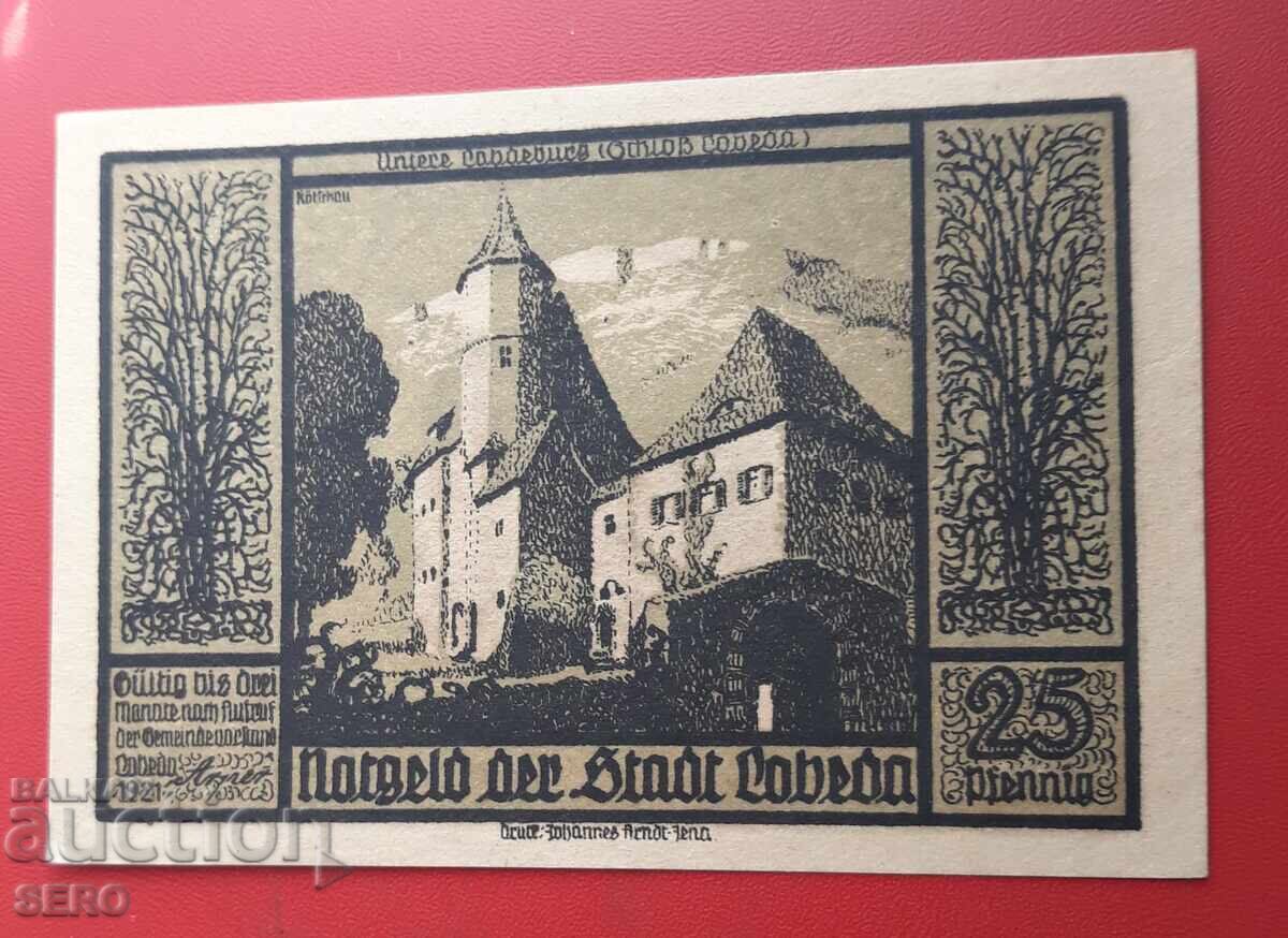 Banknote-Germany-Thuringia-Lobeda-25 pfennig 1921