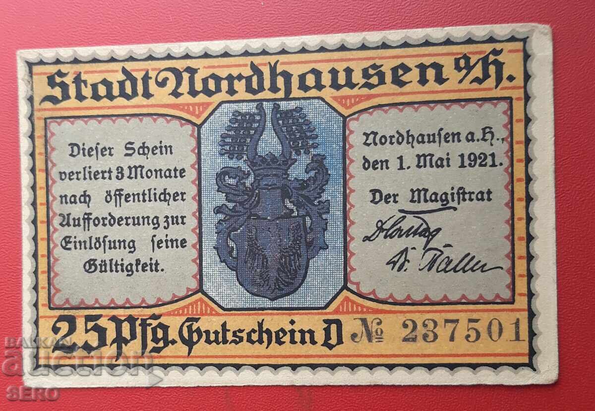 Bancnotă-Germania-Thuringia-Nordhausen-25 pfennig 1921 cu preț 2.00 BGN | € 1.02 Bancnotă-Germania-Thuringia-Nordhausen-25 pfennig 1921 cu preț 2.00 BGN | € 1.02