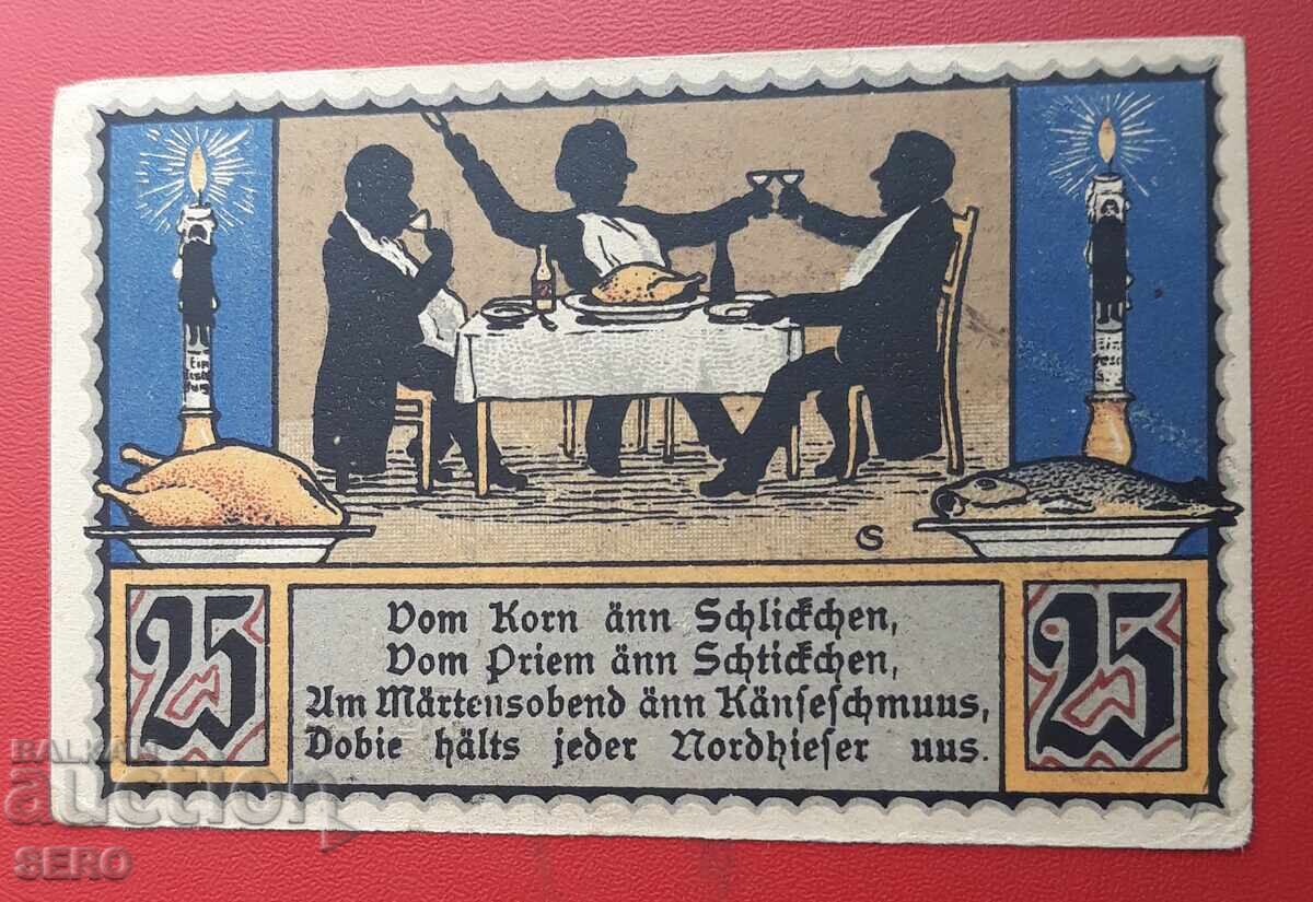 Bancnotă-Germania-Thuringia-Nordhausen-25 pfennig 1921 Bancnotă-Germania-Thuringia-Nordhausen-25 pfennig 1921