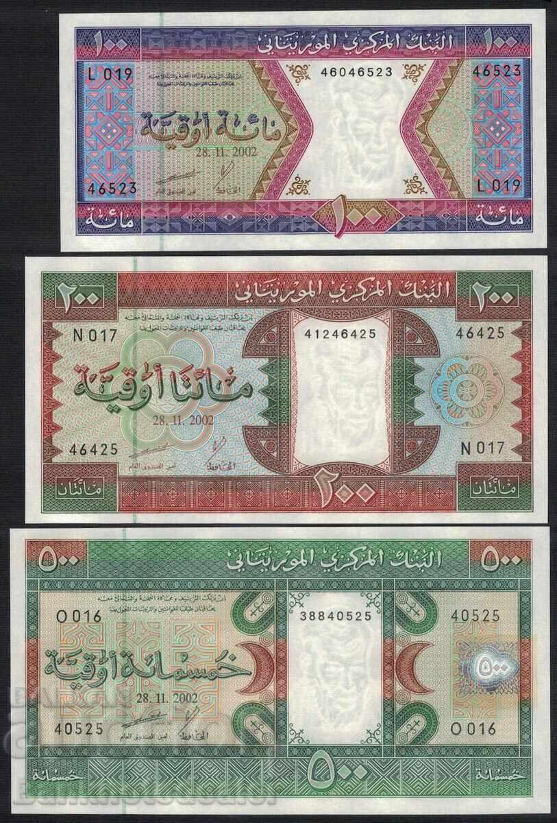 Mauritania lot of 3 notes 100 ouguiya 2002 200 ouguiya 2002