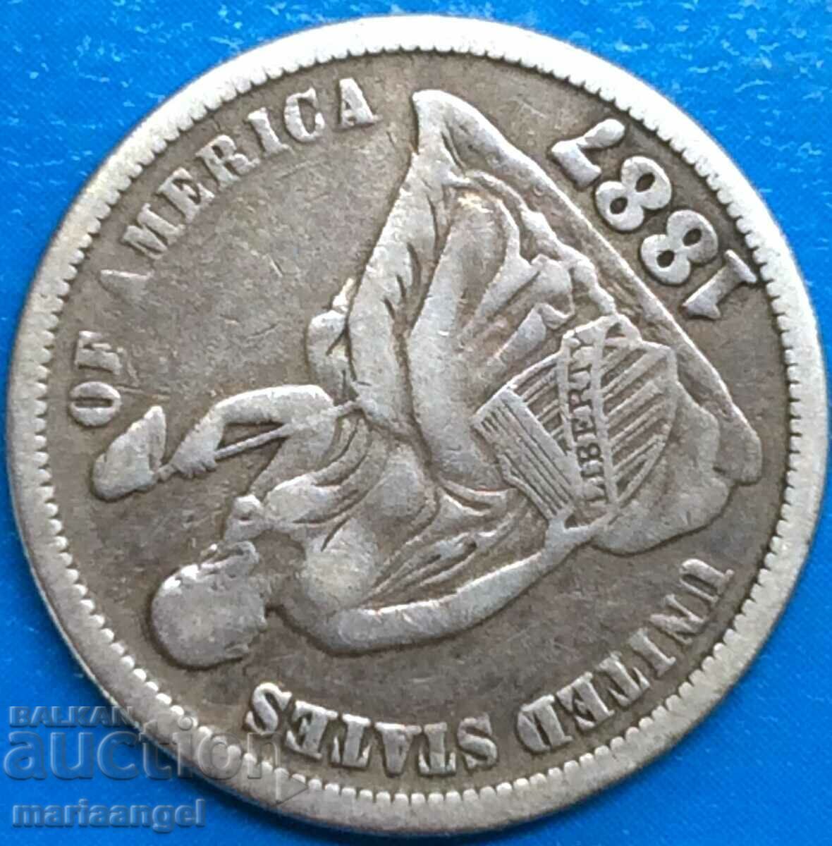 USA 1 Dime 1887 10 Cents "Seated Liberty" Silver with price 59.90 BGN | € 30.63