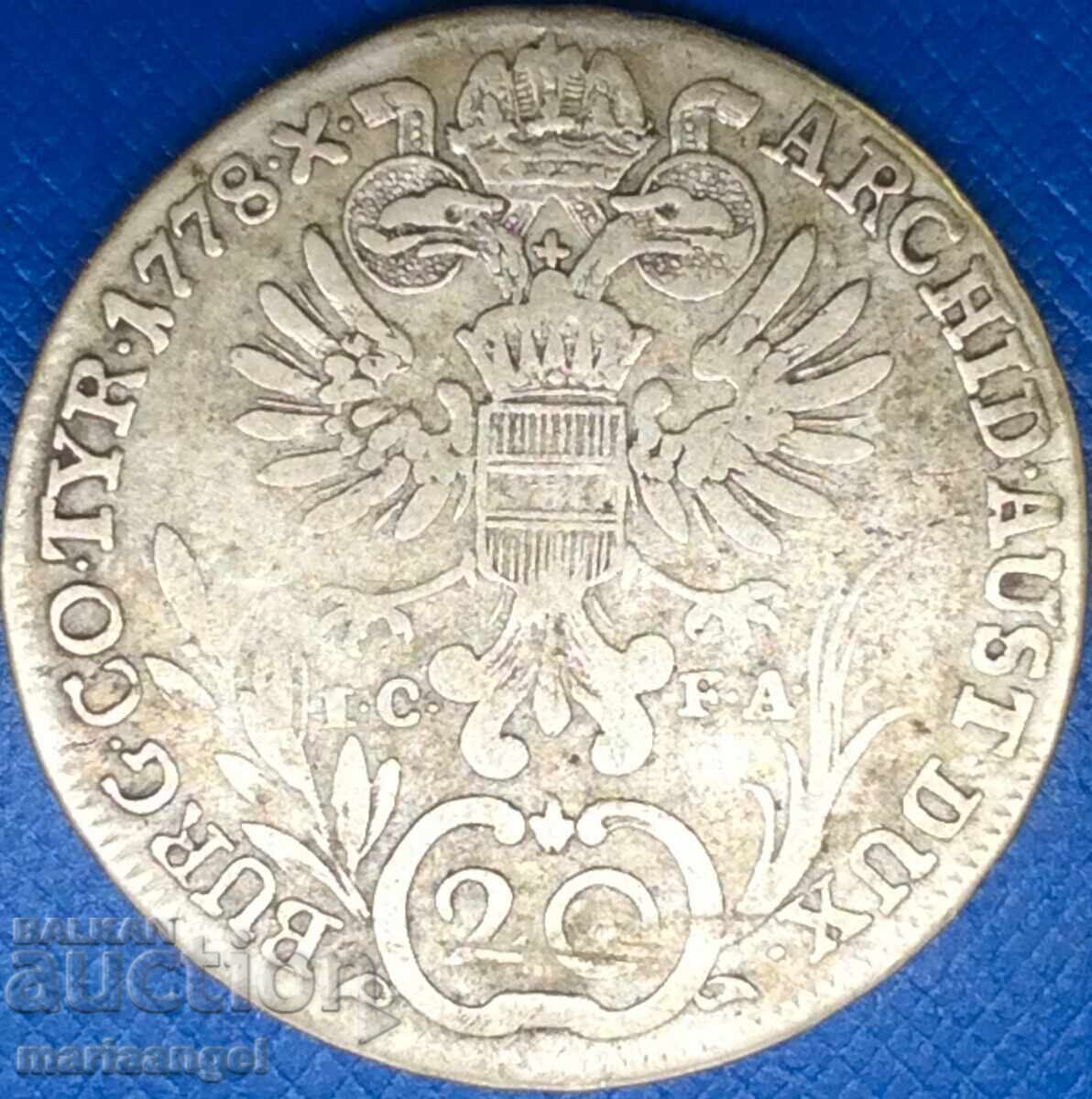 20 Kreuzer 1778 Αυστρία ICFA Maria Theresa - αρκετά σπάνιο - 6 20 Kreuzer 1778 Αυστρία ICFA Maria Theresa - αρκετά σπάνιο - 6