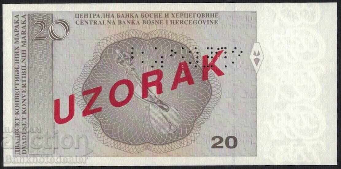 Bosnia 20 Convertibile Marci 1998 SPECIMEN Pick 66s1 cu preț 150.00 BGN | € 76.69 Bosnia 20 Convertibile Marci 1998 SPECIMEN Pick 66s1 cu preț 150.00 BGN | € 76.69