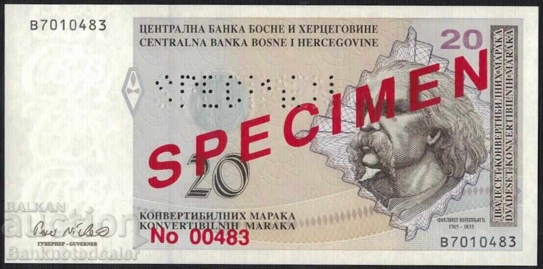 Bosnia 20 Convertibile Marci 1998 SPECIMEN Pick 66s1 Bosnia 20 Convertibile Marci 1998 SPECIMEN Pick 66s1