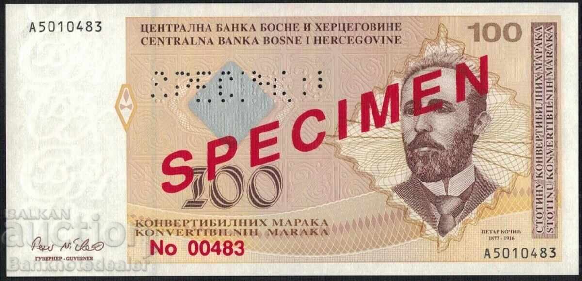 Βοσνία 100 Konvertibilnih Maraka 1998 SPECIMEN Pick 70s