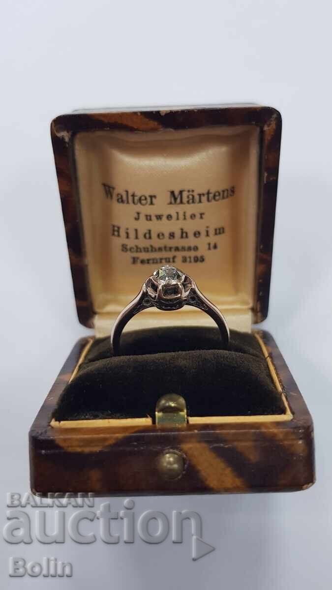 Auction  Rare Gold Diamond Rose Ladies Ring - 19th Century