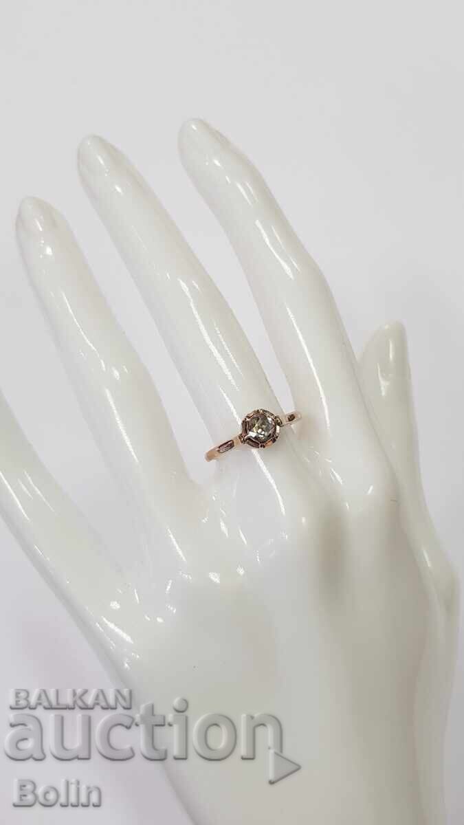 Rare Gold Diamond Rose Ladies Ring - 19th Century - 5