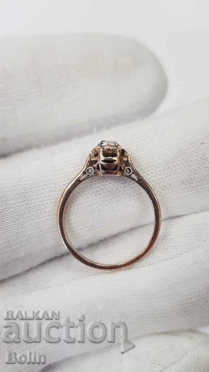 Rare Gold Diamond Rose Ladies Ring - 19th Century - 6