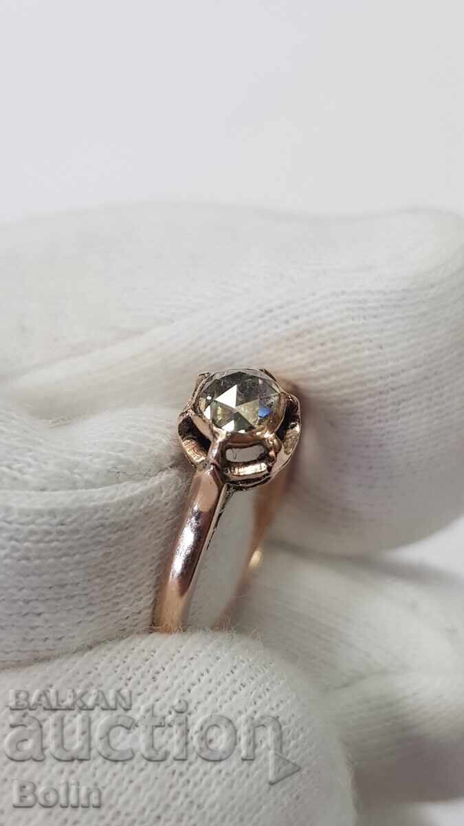 Rare Gold Diamond Rose Ladies Ring - 19th Century - 7