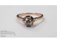 Rare Gold Diamond Rose Ladies Ring - 19th Century