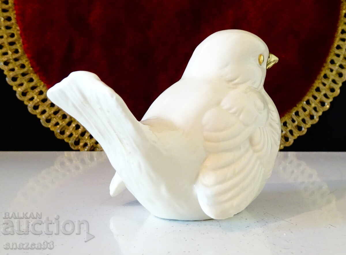 Porcelain figure bird Sparrow, Goebel, gold - 5