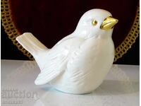 Figurină de porțelan pasăre Vrabie, Goebel, aur