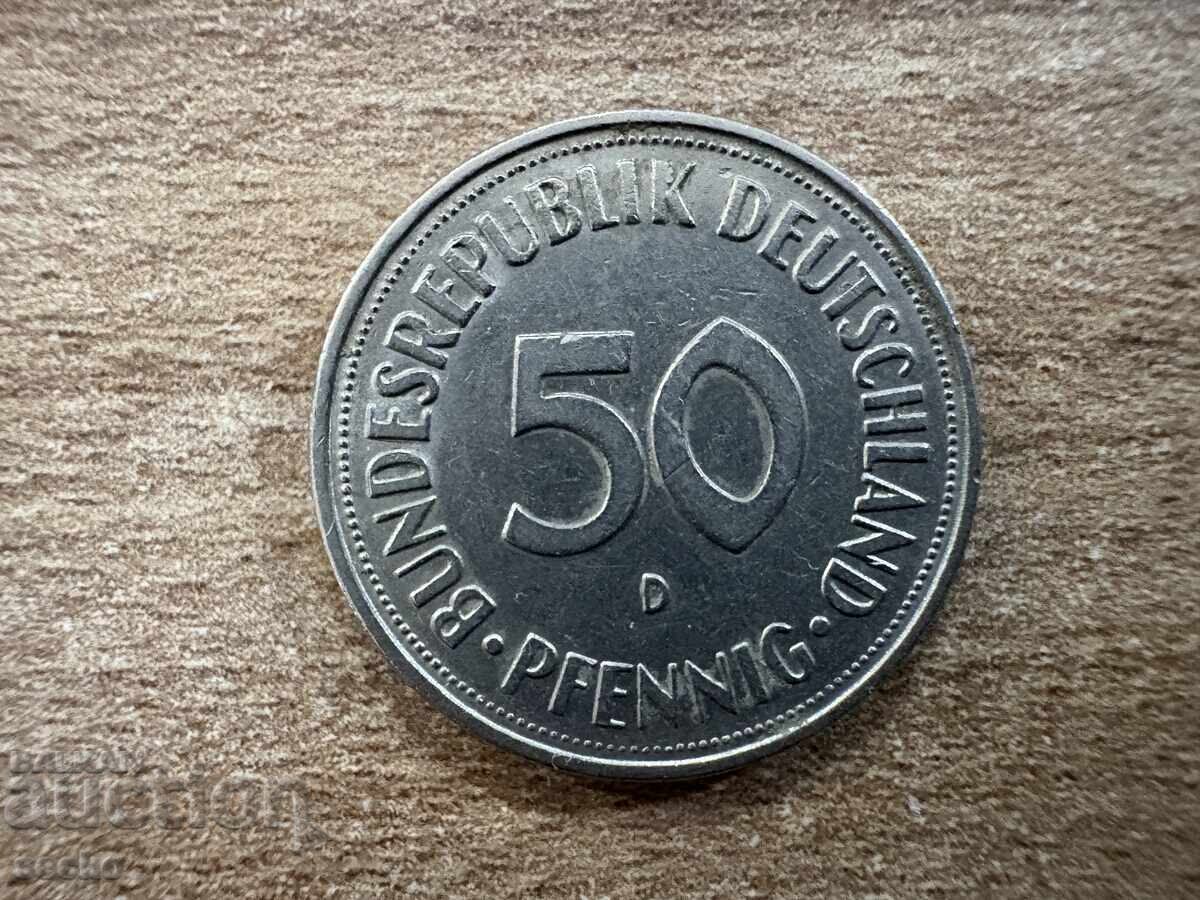 Γερμανία - 50 πφένιγκ (1950) - D Γερμανία - 50 πφένιγκ (1950) - D
