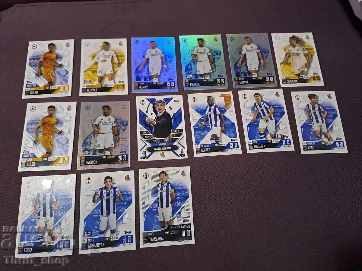 Match Attax Football Cards - Real Madrid and Espanyol - 15 pcs