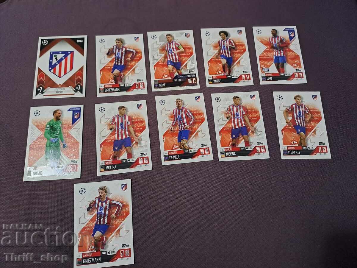 Match Attax Football Cards - Atletico Madrid 11 pieces