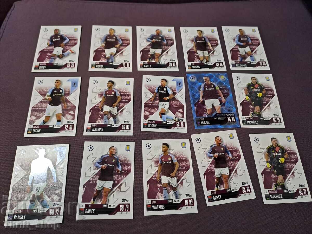 Match Attax Football Cards - Aston Villa - 15 pieces Match Attax Football Cards - Aston Villa - 15 pieces