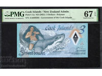 Insulele Cook 3 Dolari 2021 Pick 11a PMG 67 EPQ