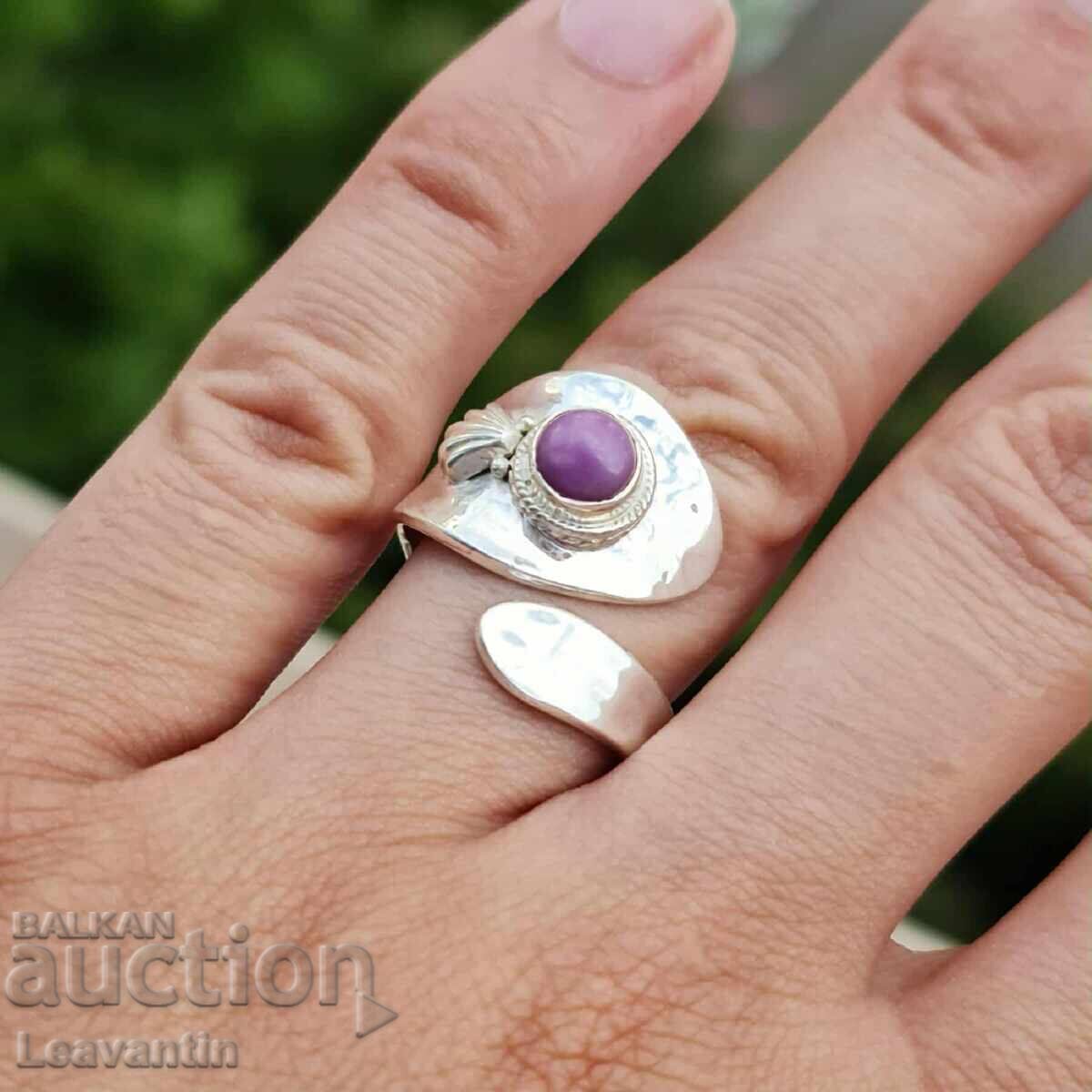 Ρυθμιζόμενο ασημένιο δαχτυλίδι με Φωσφοσιδερίτη - 5