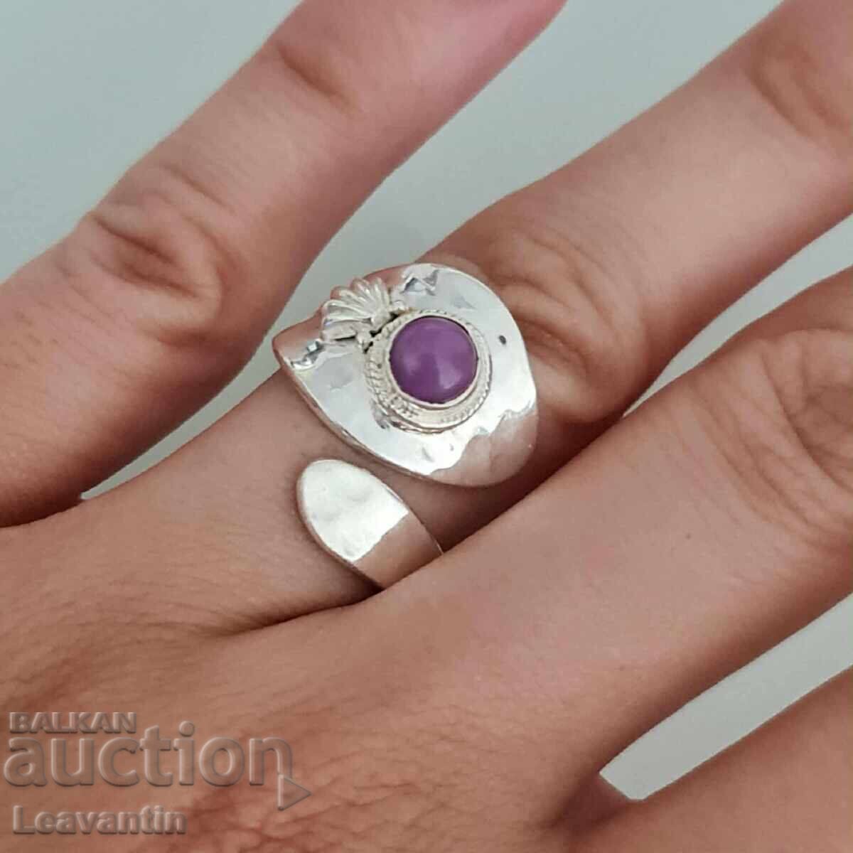 Ρυθμιζόμενο ασημένιο δαχτυλίδι με Φωσφοσιδερίτη - 6