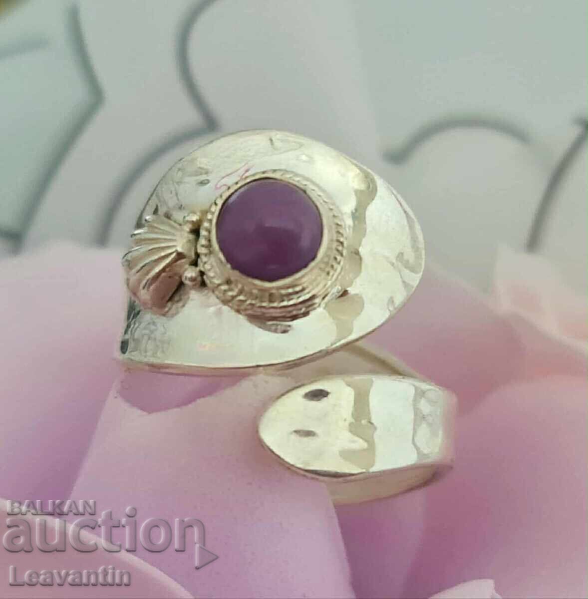 Ρυθμιζόμενο ασημένιο δαχτυλίδι με Φωσφοσιδερίτη