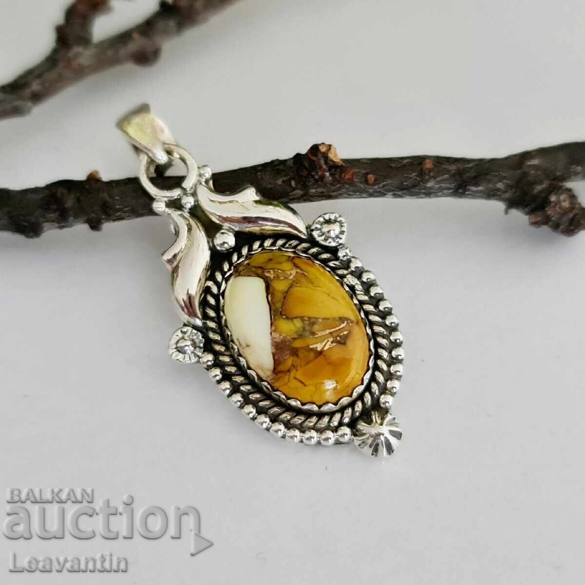 Silver pendant with Honey Dahlia Turquoise with price 86.00 BGN | € 43.97
