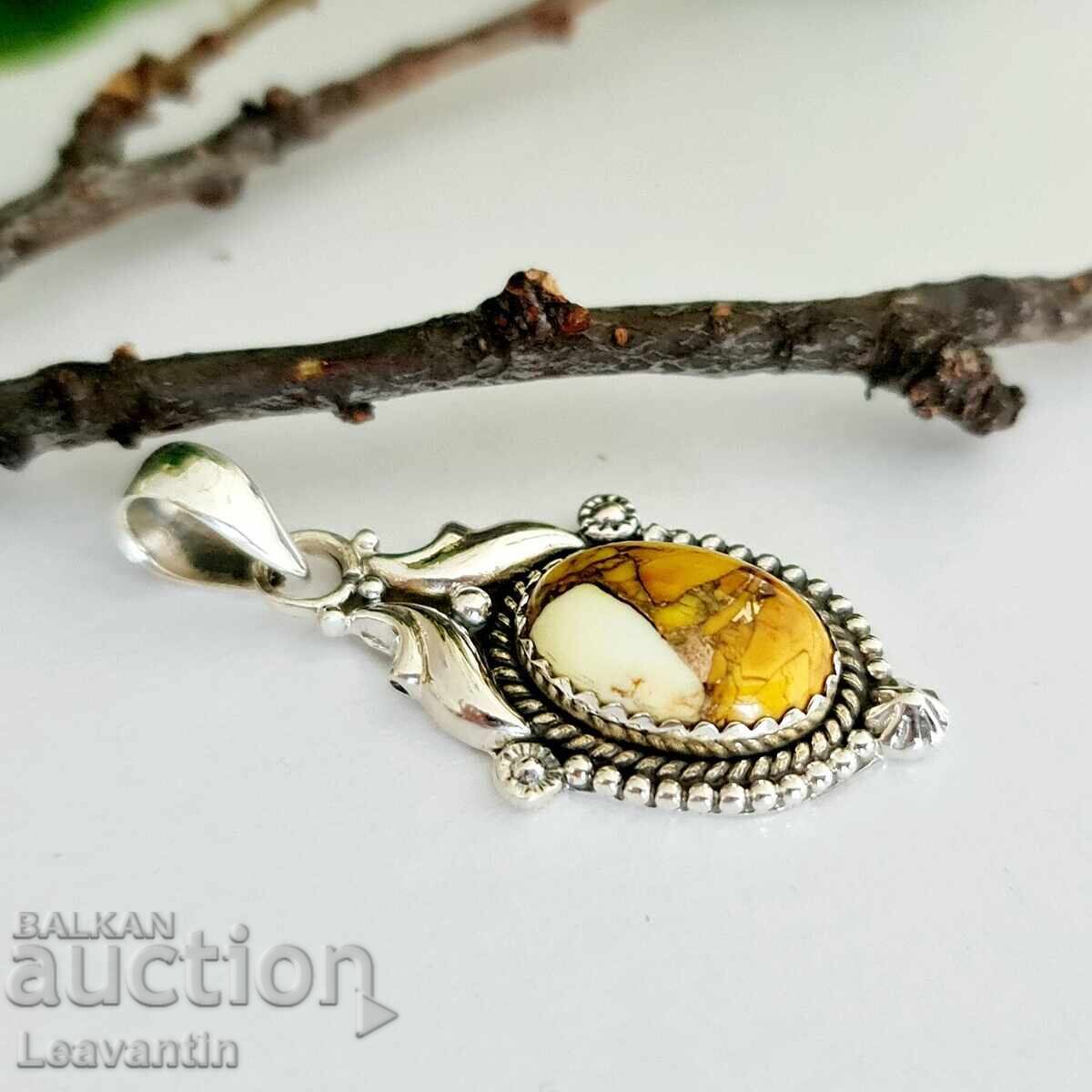 Auction  Silver pendant with Honey Dahlia Turquoise