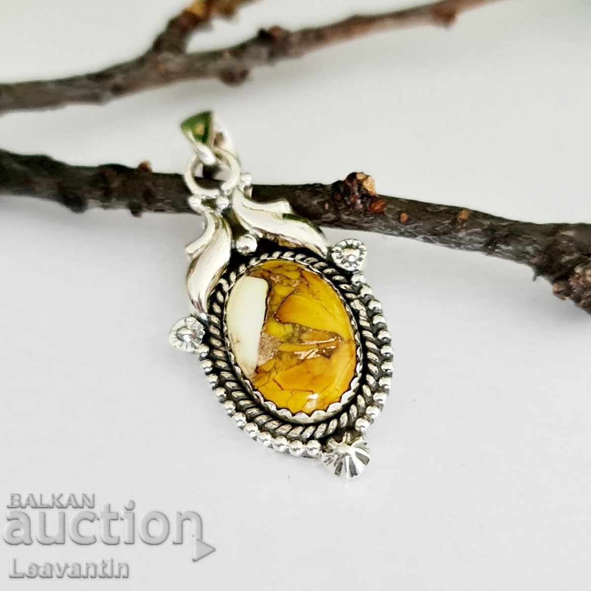 Silver pendant with Honey Dahlia Turquoise