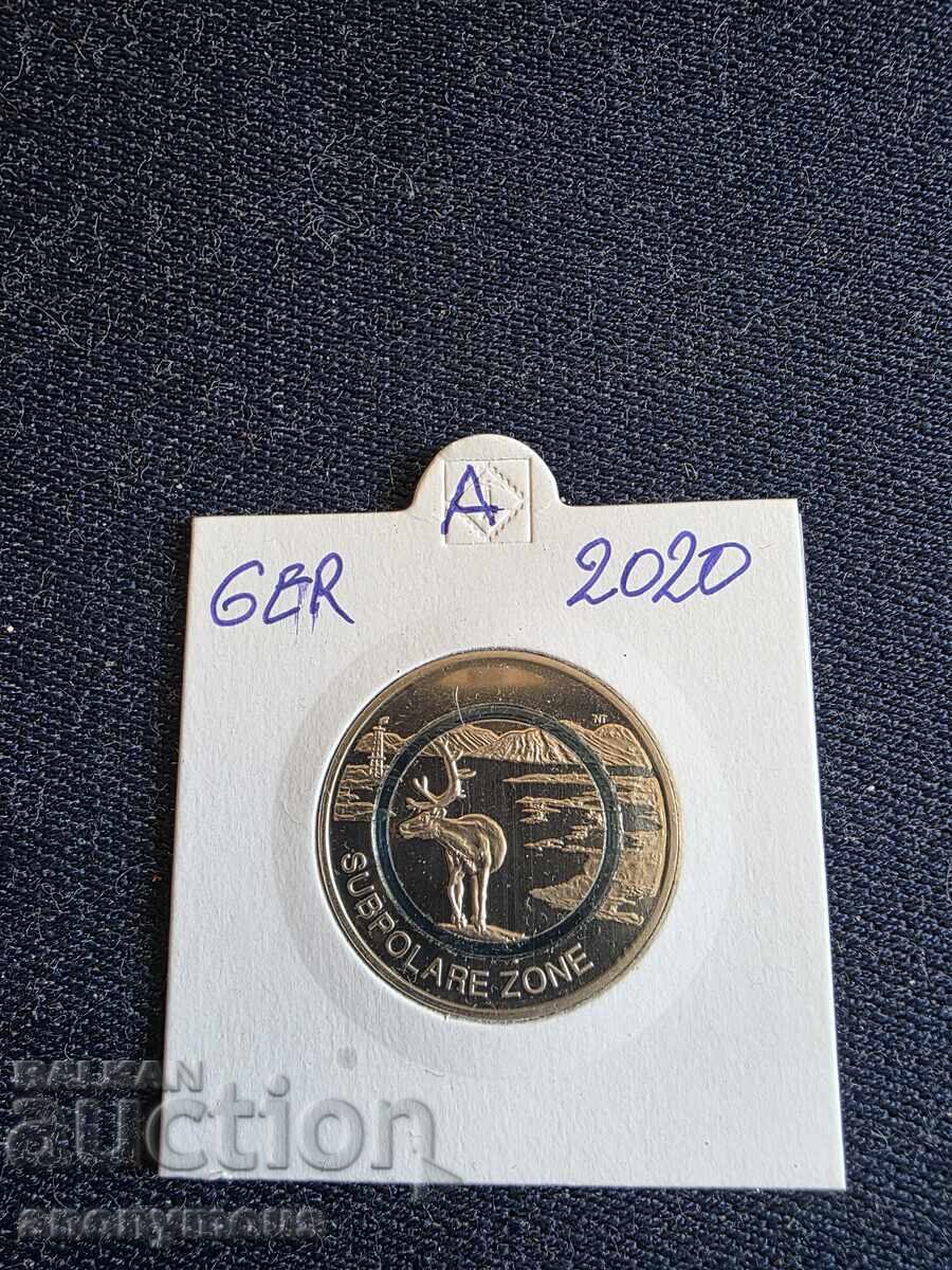 5 Ευρώ νόμισμα Γερμανία υποπολικός ζώνη, περιοχή Α 2020 5 Ευρώ νόμισμα Γερμανία υποπολικός ζώνη, περιοχή Α 2020