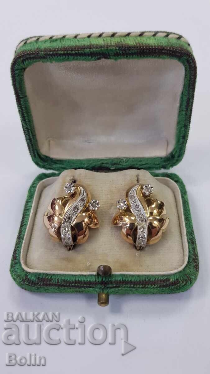 Auction  Collectible Gold Diamond Earrings - 18 Carat Europe
