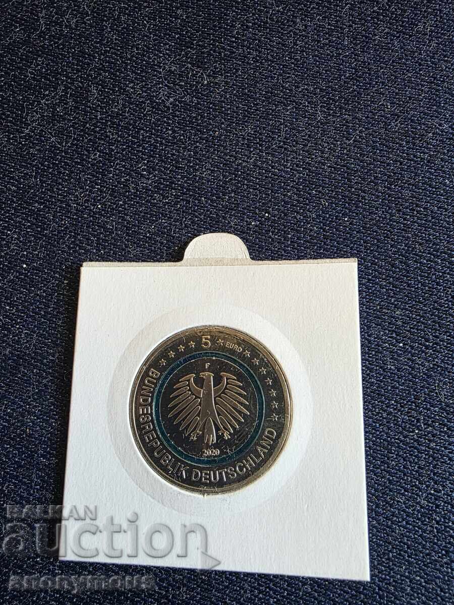 5 Ευρώ νόμισμα Γερμανίας υποπολικός ζώνη, περιοχή F 2020 με τιμή 30.00 BGN | € 15.34 5 Ευρώ νόμισμα Γερμανίας υποπολικός ζώνη, περιοχή F 2020 με τιμή 30.00 BGN | € 15.34