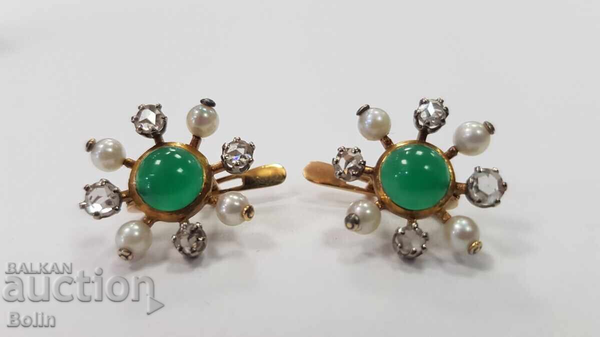 Аукцион Редки златни обеци с диаманти - Европа - 20. век с кутия Аукцион Редки златни обеци с диаманти - Европа - 20. век с кутия