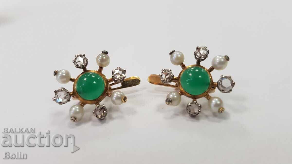 Редки златни обеци с диаманти - Европа - 20. век с кутия - 7 Редки златни обеци с диаманти - Европа - 20. век с кутия - 7