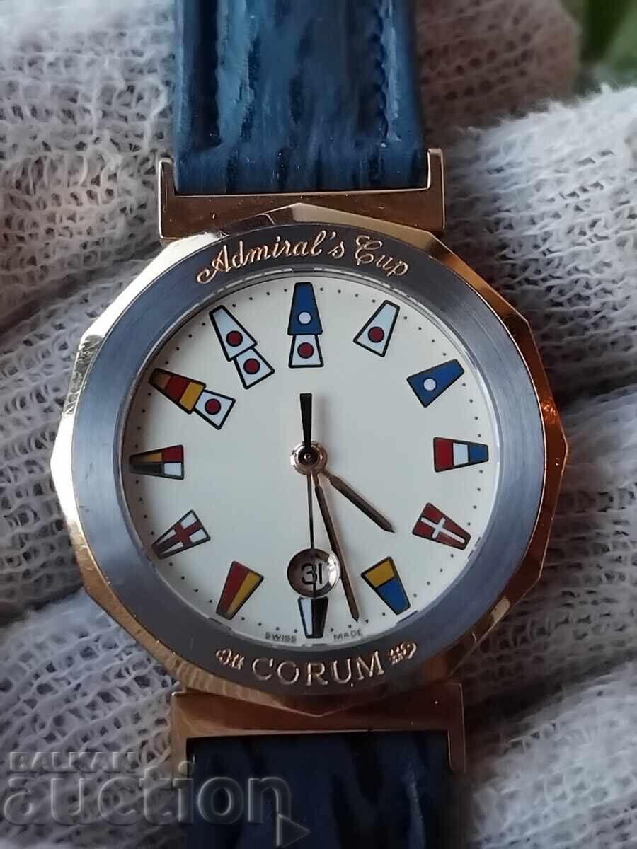 New! Corum. Quartz watch with calendar, stainless steel