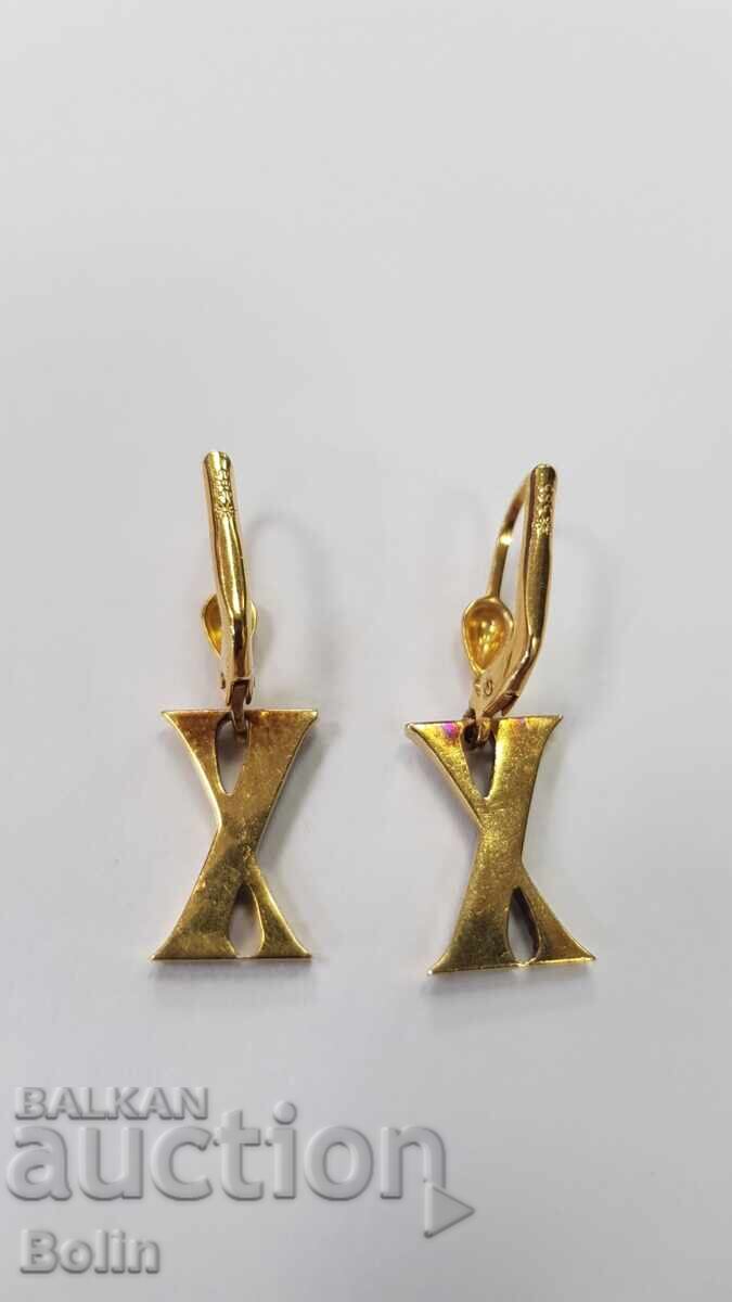 Licitație Cercei victorian aur cu diamante - 14 carate - sf. sec. 19