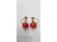 Cercei victorian aur cu corali - 9 carate - Sec. XIX-XX