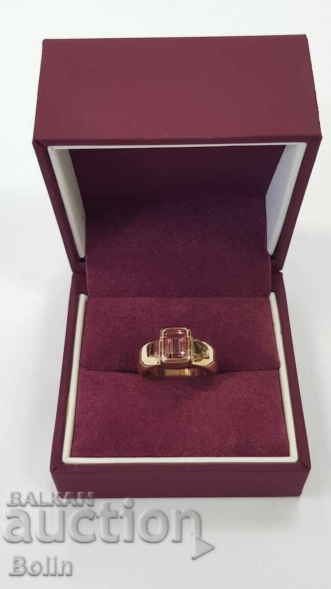 Κομψό χρυσό γυναικείο δαχτυλίδι με φυσικό τουρμαλίνη 1-1,2 καράτια με τιμή 1200.00 BGN | € 613.55