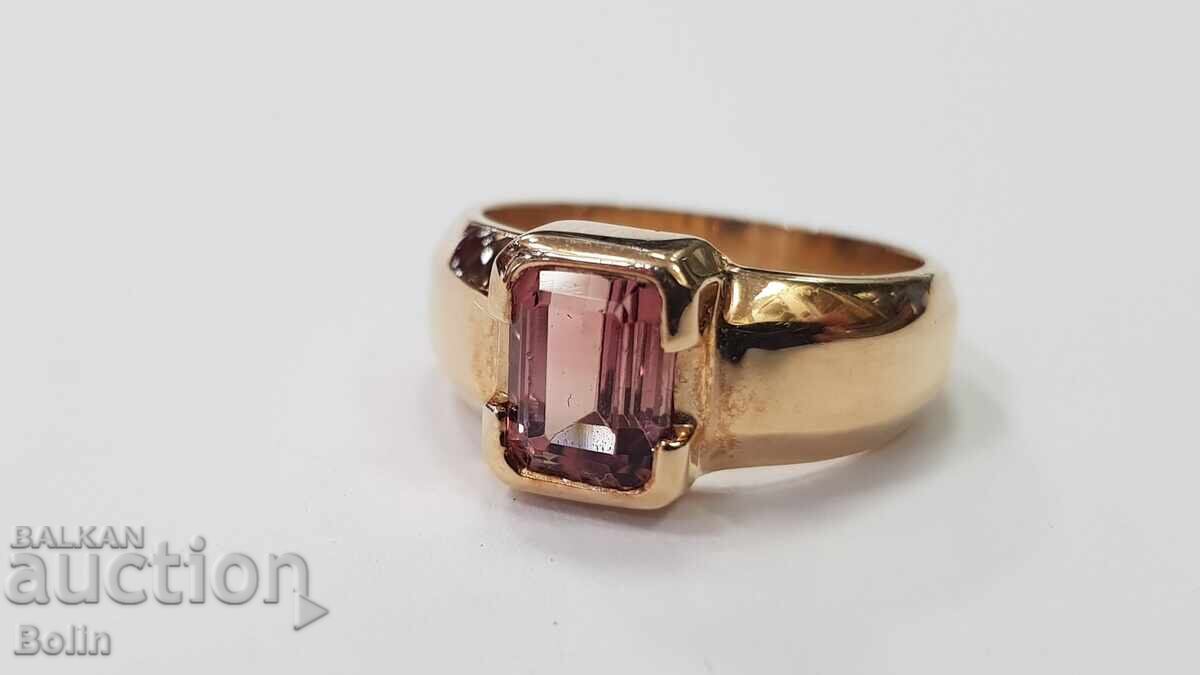 Κομψό χρυσό γυναικείο δαχτυλίδι με φυσικό τουρμαλίνη 1-1,2 καράτια