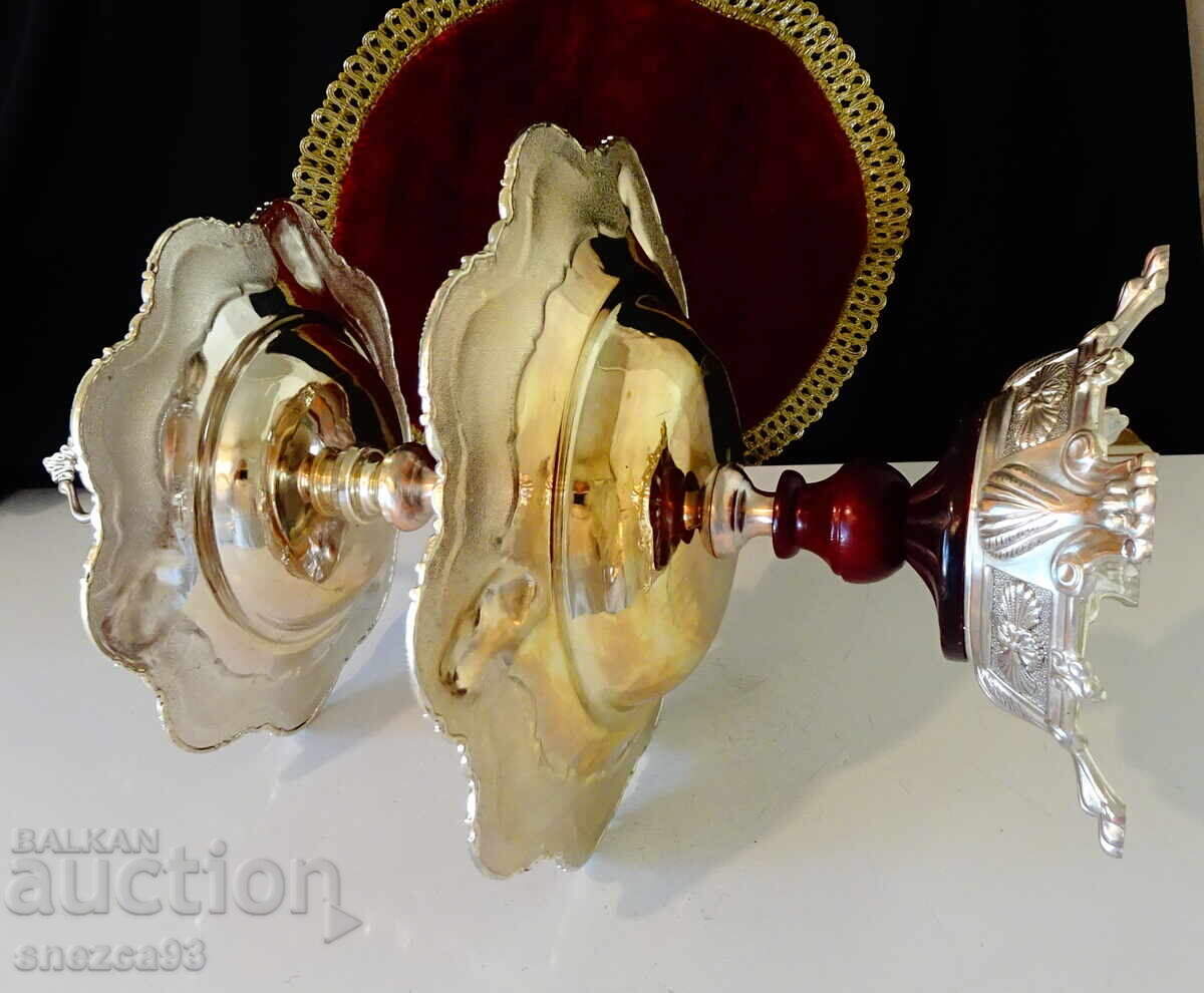 Silver-plated tray, two-tiered serving platter 47 cm, 1.9 kg, roses, bar - 5 Silver-plated tray, two-tiered serving platter 47 cm, 1.9 kg, roses, bar - 5