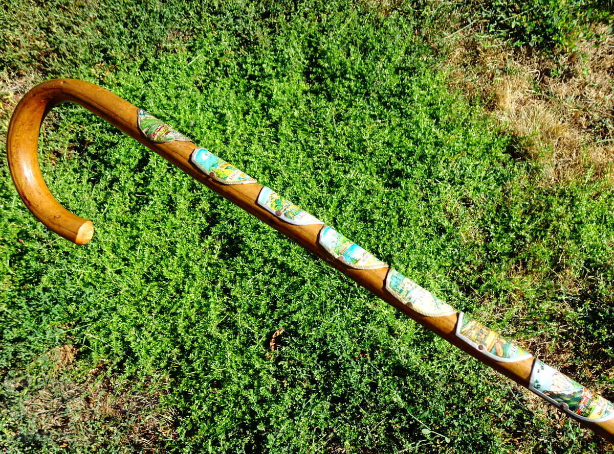 Тиролски туристически бастун с 10 значки. Тиролски туристически бастун с 10 значки.