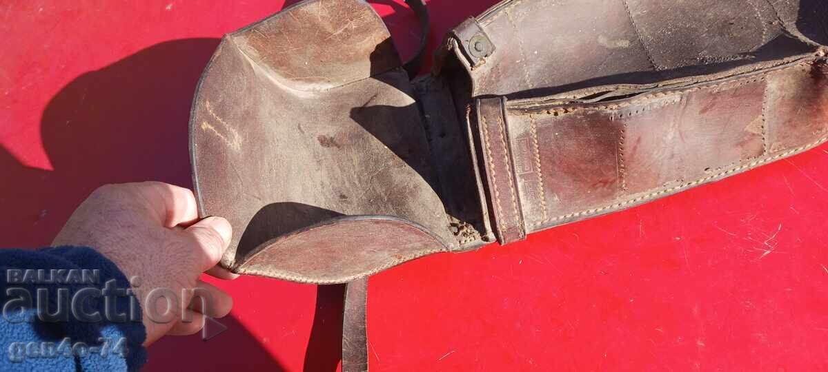 German Leather Bag from WWII Era, Marked - 5