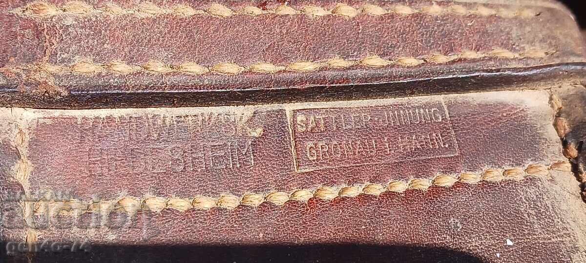 German Leather Bag from WWII Era, Marked - 7