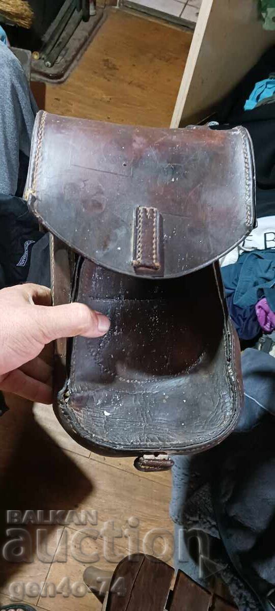 German Leather Bag from WWII Era, Marked