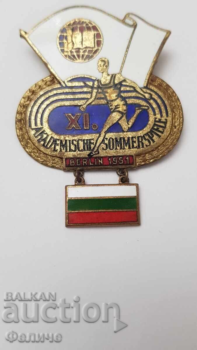 Πολύ σπάνιο Αθλητικό σήμα, κονκάρδα - Γερμανία - Βουλγαρία 1951 με τιμή 160.00 BGN | € 81.81