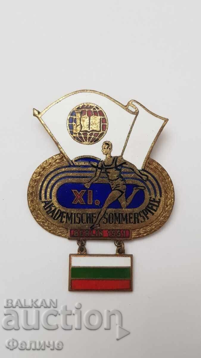 Semn sportiv foarte rar, insignă - Germania - Bulgaria 1951 Semn sportiv foarte rar, insignă - Germania - Bulgaria 1951