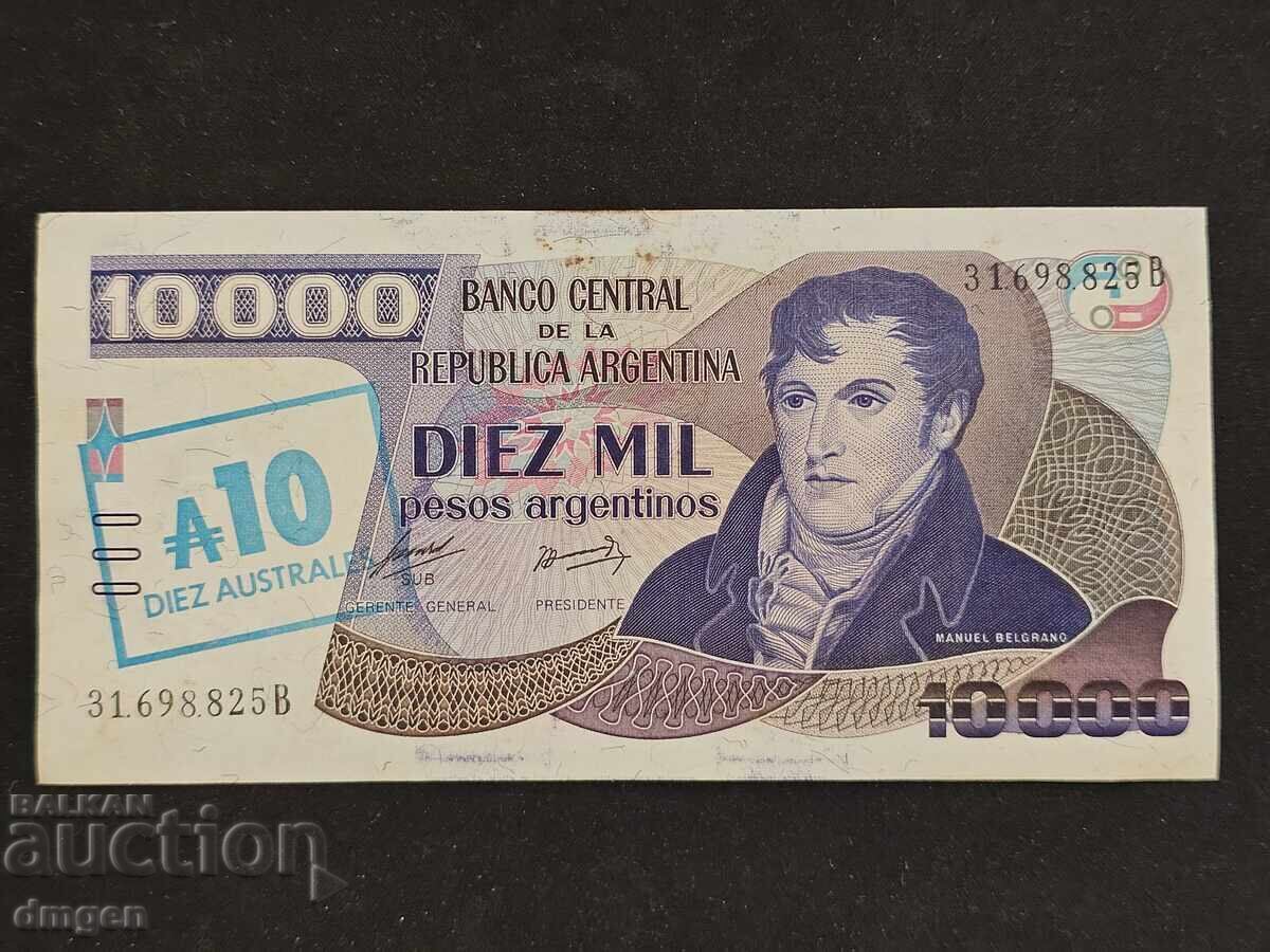 10,000 Australes Argentina 1985 with overprint