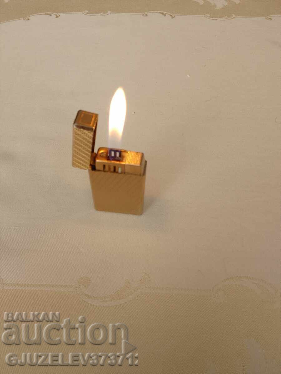 Vintage Gold Plated Gas Lighter Zaima Japan