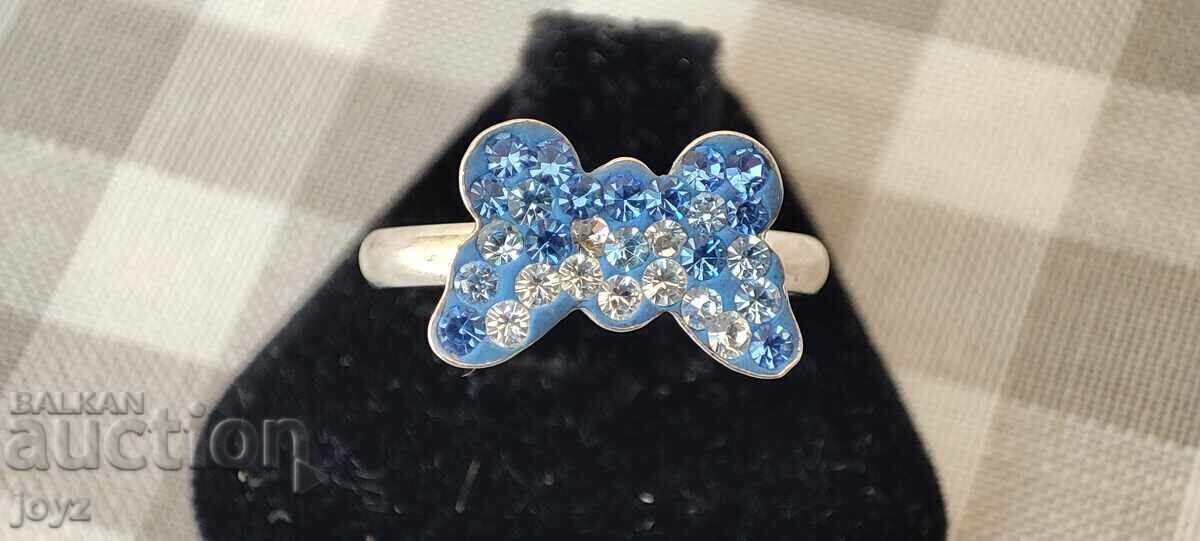 SILVER ANKLE RING BUTTERFLY with ZIRCONS / 925 SILVER SILVER ANKLE RING BUTTERFLY with ZIRCONS / 925 SILVER