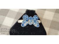 SILVER ANKLE RING BUTTERFLY with ZIRCONS / 925 SILVER