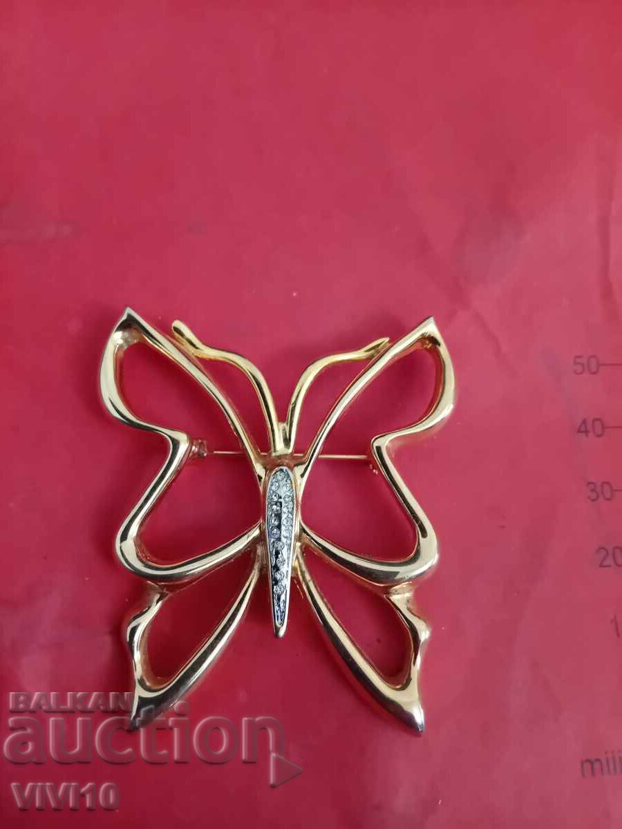 Antique brooch with stones, butterfly