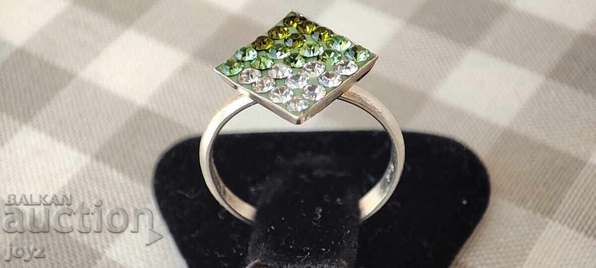 SILVER ANKLET RING with RHOMBUS ZIRCONIA / 925 SILVER